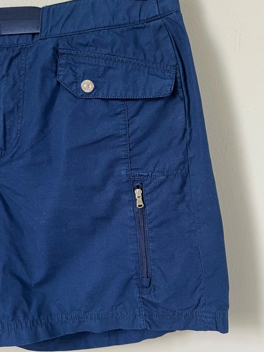 Lauren Ralph Lauren Navy Blue Belted Utility Cargo Shorts Coastal Preppy SZ 12